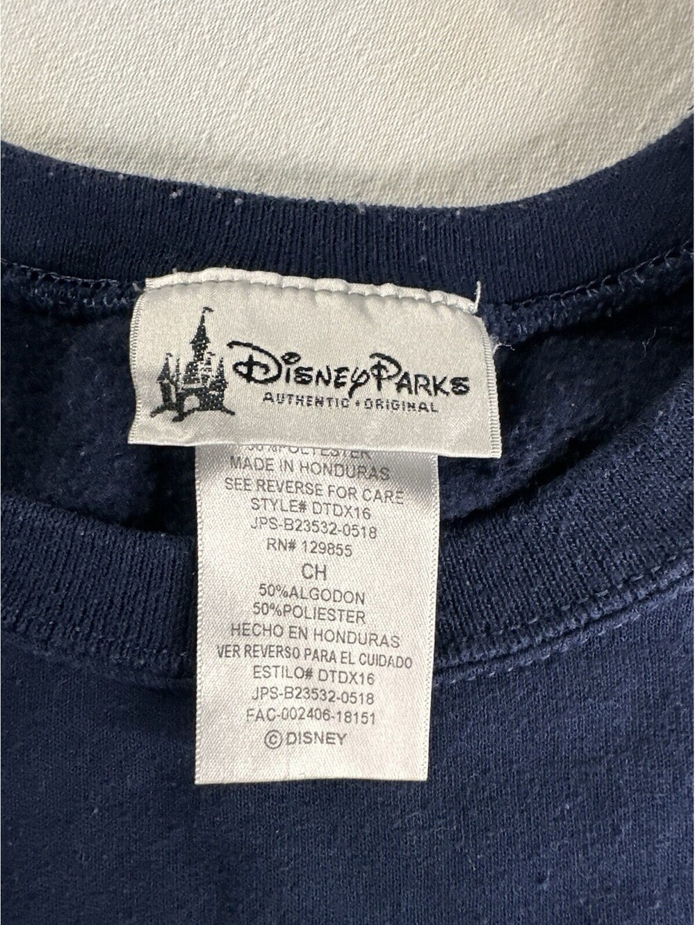 Disney Disneyland Original Mickey Mouse Sweatshirt Pullover Navy Blue Size S - Picture 4 of 6
